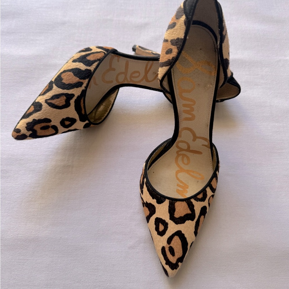 Sam Edelman calf hair leopard print heels